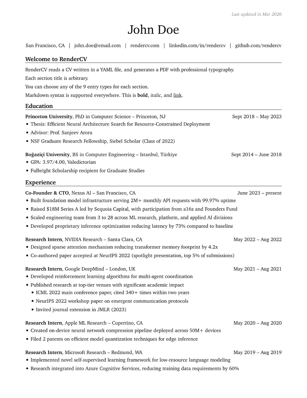 Eng. Resumes CV template preview — Engineering · Dense